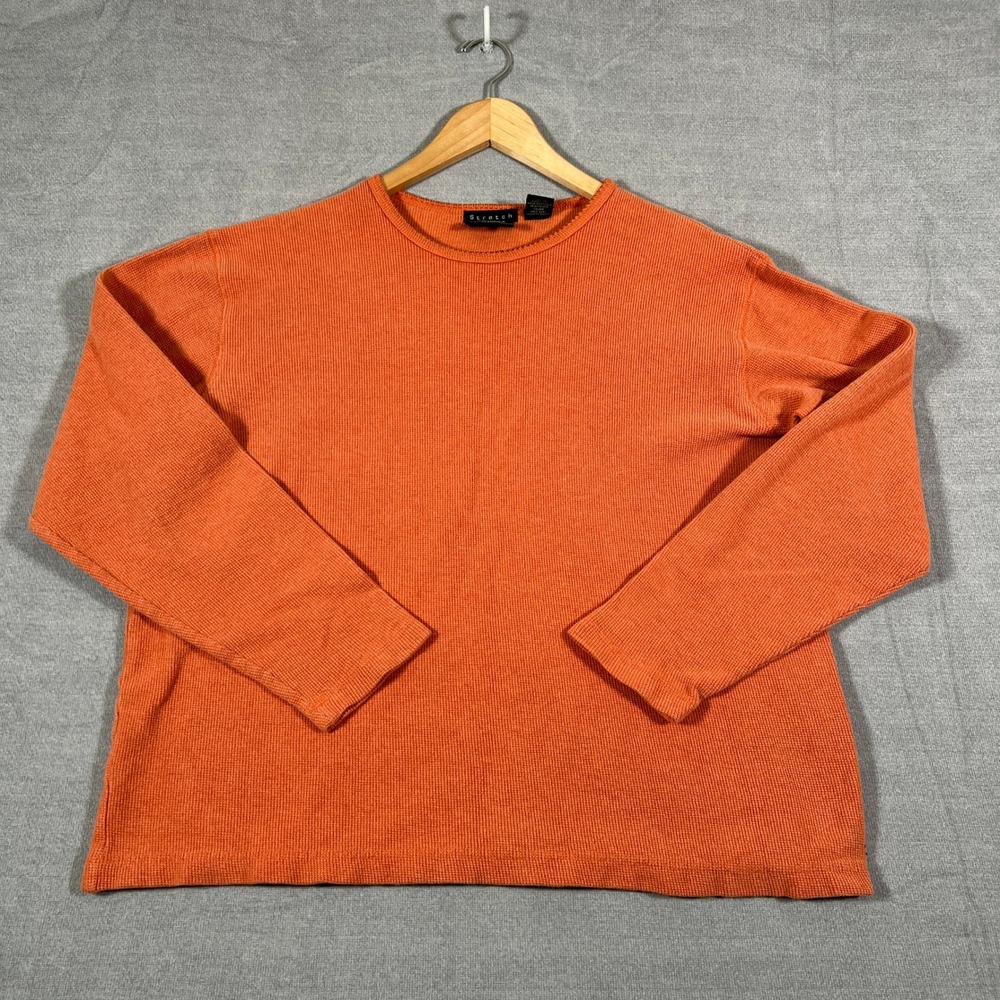 Sonoma Jean Company Stretch Waffle Knit Long Sleeve Shirt Womens Large Orange